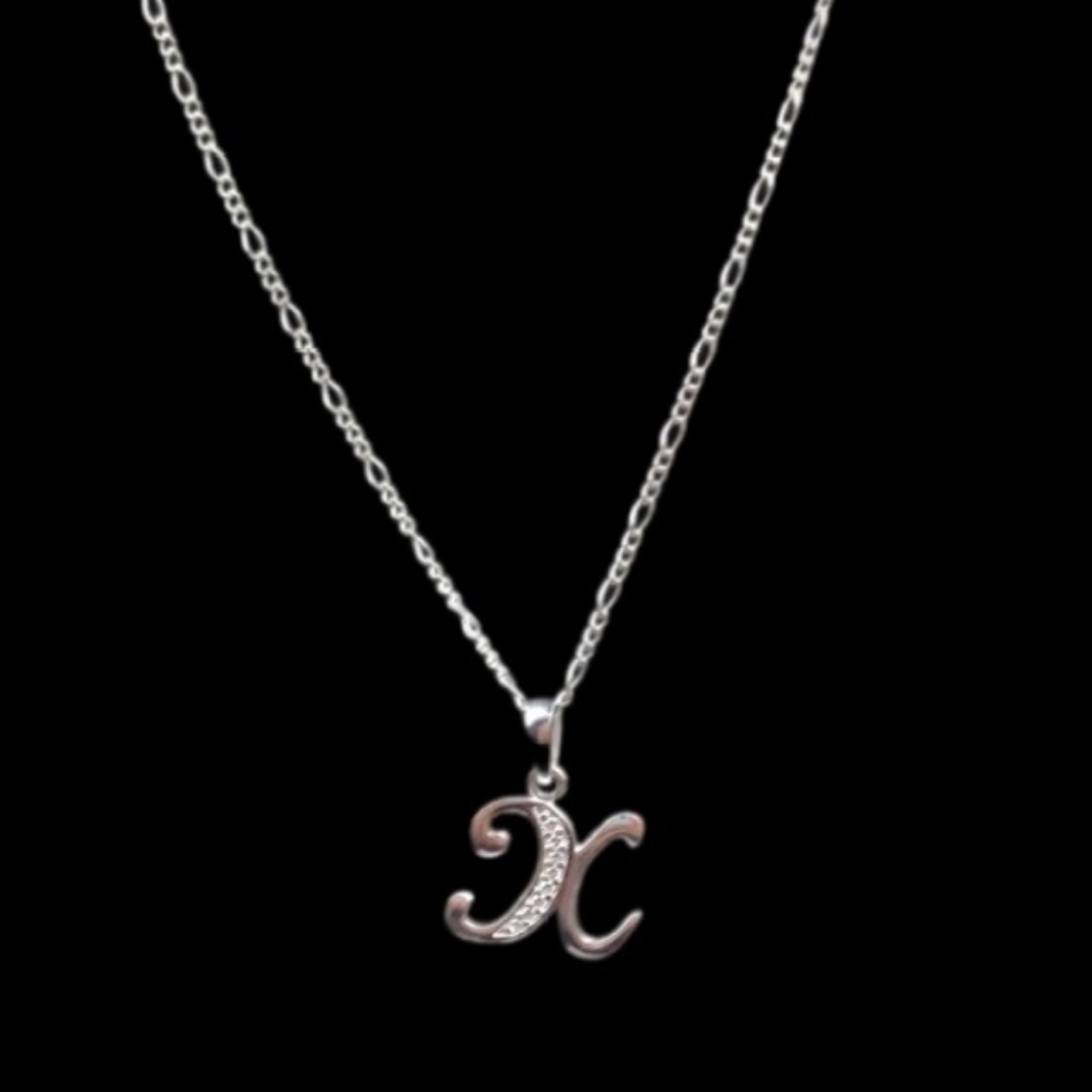 925 sterling silver alphabet letter X‎ pendant necklace